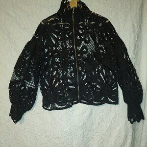 WOMEN'S SIZE XL "NO NAME" BLACK EMBROIDERED LACE JACKET